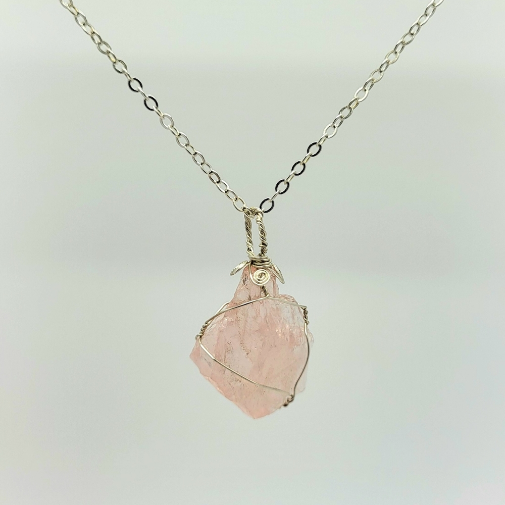 Rose quartz crystal necklace